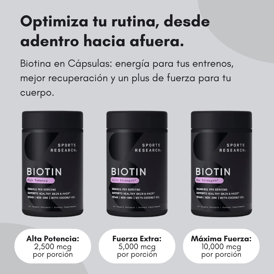 Biotina Max Strength (10,000 mcg) - Cabello, Piel y Uñas Radiantes