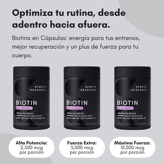 Biotina Max Strength (10,000 mcg) - Cabello, Piel y Uñas Radiantes