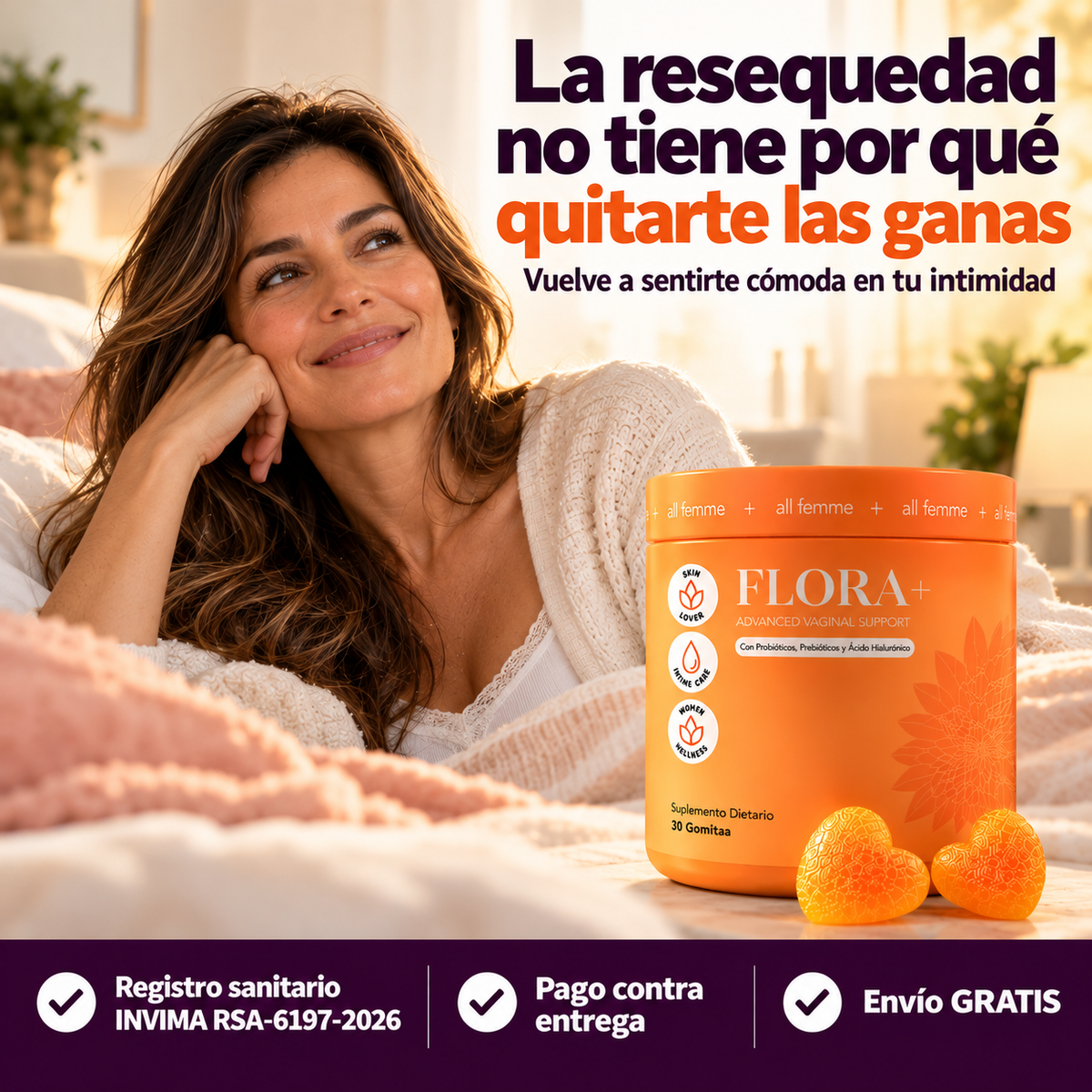 FLORA – Gomitas con ácido hialurónico | Comodidad íntima