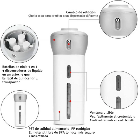 Dispensador de viaje portátil x4 + Regalos